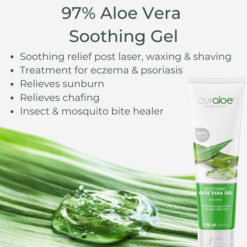 Curaloe Soothing Aloe Vera Gel 150ml - Relief for Waxing and Shaving Irritation