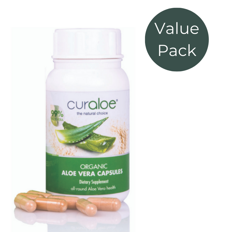 Curaloe Organic Aloe Vera Capsules Value Pack - 99% Aloe Vera