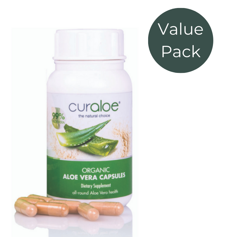 Curaloe Organic Aloe Vera 60 Capsules Value Pack - 99% Aloe Vera