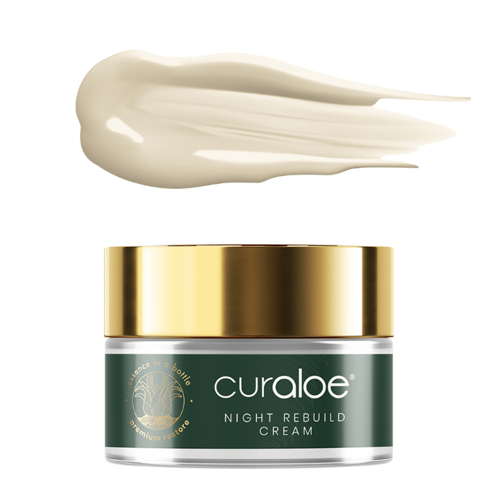 Curaloe Night Rebuild Cream with peptides for lifting and plumping aging skin